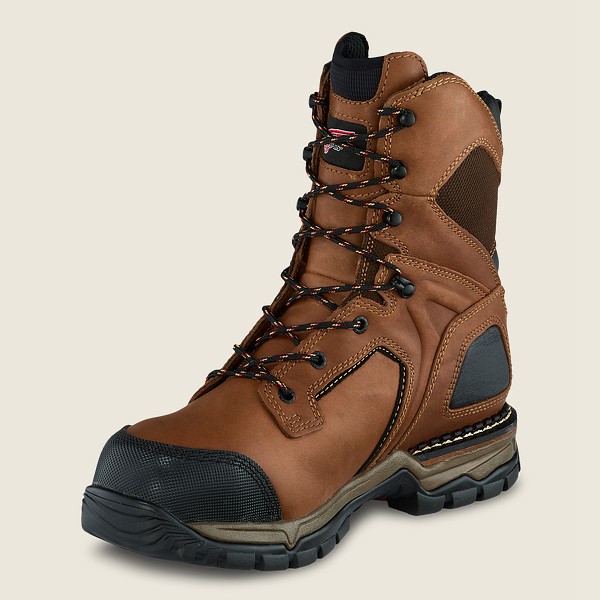 Red Wing Safety Boots Mens Brown/Black - Flexforce® - 8-inch Waterproof Toe - 0167392-DA